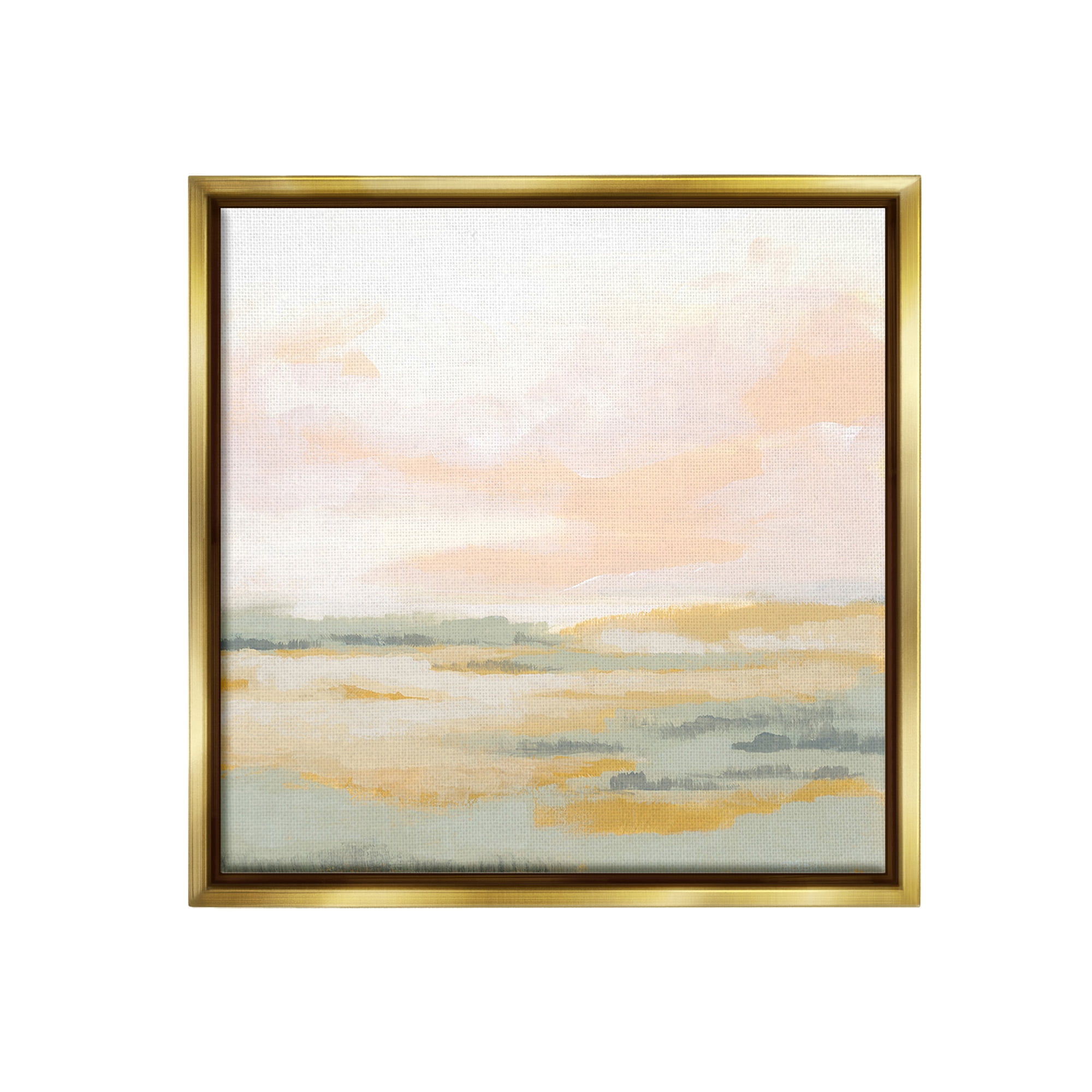 Stupell Industries Pastel Clouds Horizon Abstract Painting Gold Floater Framed Canvas Art Print Wall Art, 18 x 18