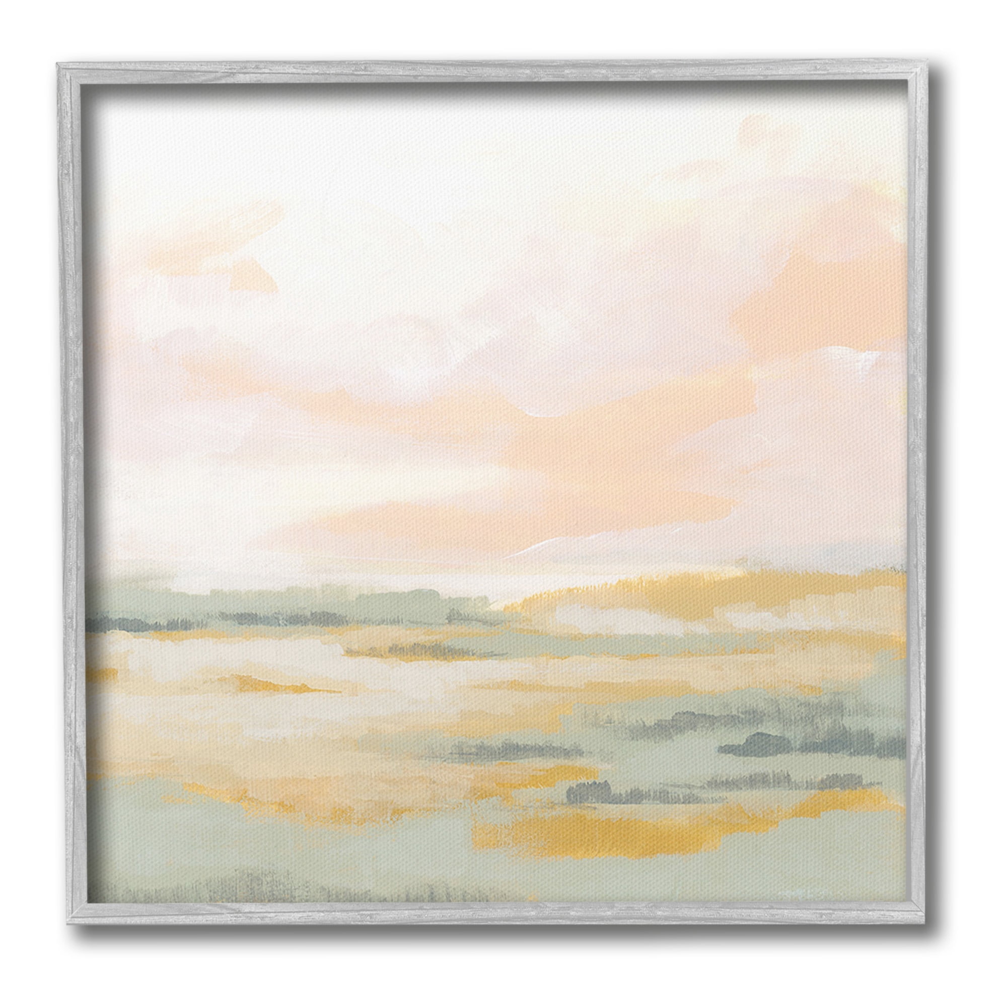 Stupell Industries Pastel Clouds Horizon Abstract Painting Gray Framed Art Print Wall Art, 17 x 17