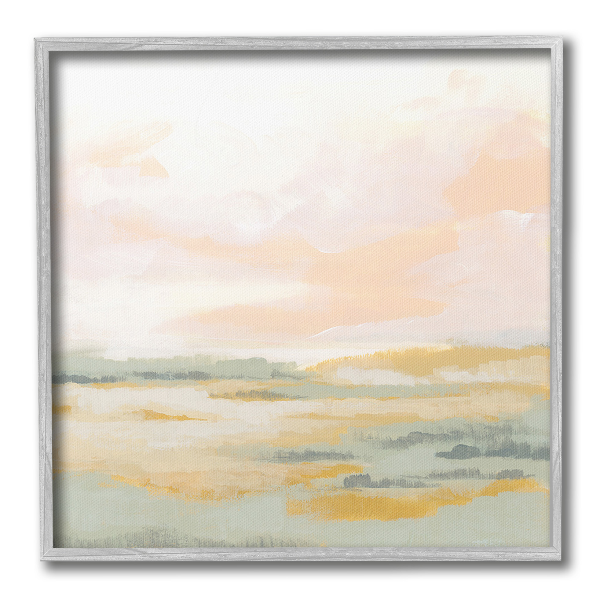 Stupell Industries Pastel Clouds Horizon Abstract Painting Gray Framed Art Print Wall Art, 24 x 24