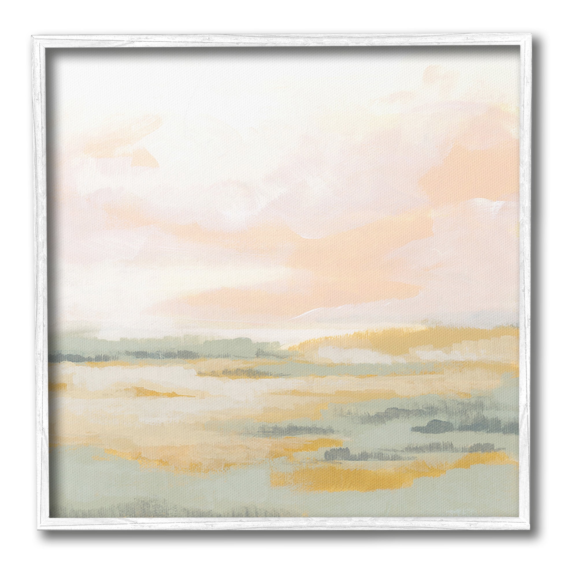 Stupell Industries Pastel Clouds Horizon Abstract Painting White Framed Art Print Wall Art, 24 x 24