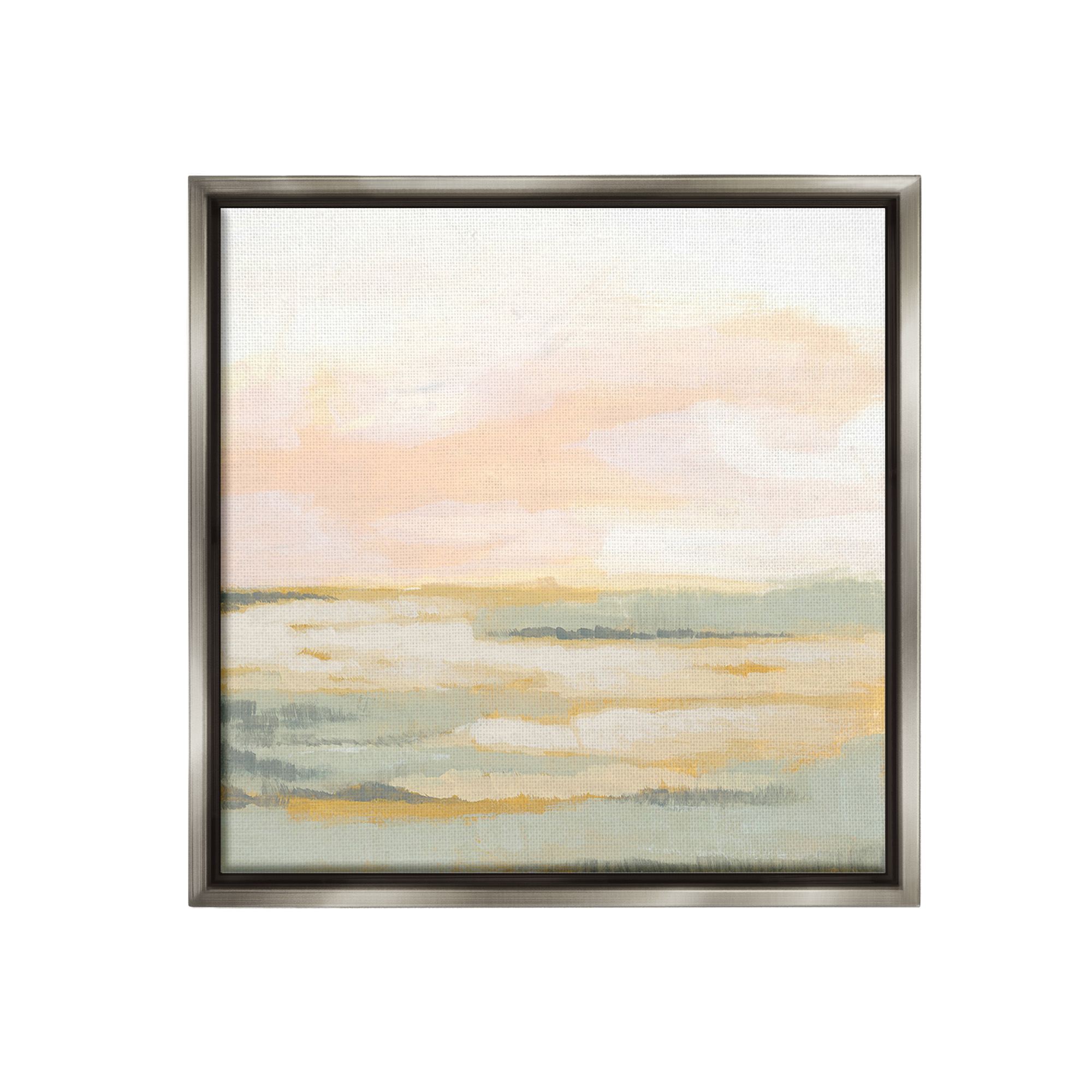 Stupell Industries Pastel Clouds Landscape Abstract Painting Gray Floater Framed Canvas Art Print Wall Art, 18 x 18