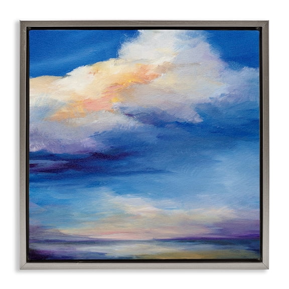 Stupell Industries Pastel Clouds in Vivid Sky Landscape & Nature Painting Gray Floater Framed Canvas Art Print Wall Art, 18 x 18