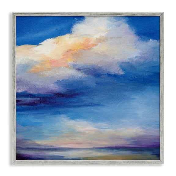 Stupell Industries Pastel Clouds in Vivid Sky Landscape & Nature Painting Gray Framed Art Print Wall Art, 12 x 12