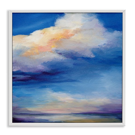 Stupell Industries Pastel Clouds in Vivid Sky Landscape & Nature Painting White Framed Art Print Wall Art, 12 x 12