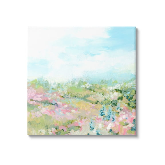 Stupell Industries Pastel Cloudy Meadow Landscape Painting Gallery Wrapped Canvas Art Print Wall Art, 30 x 30