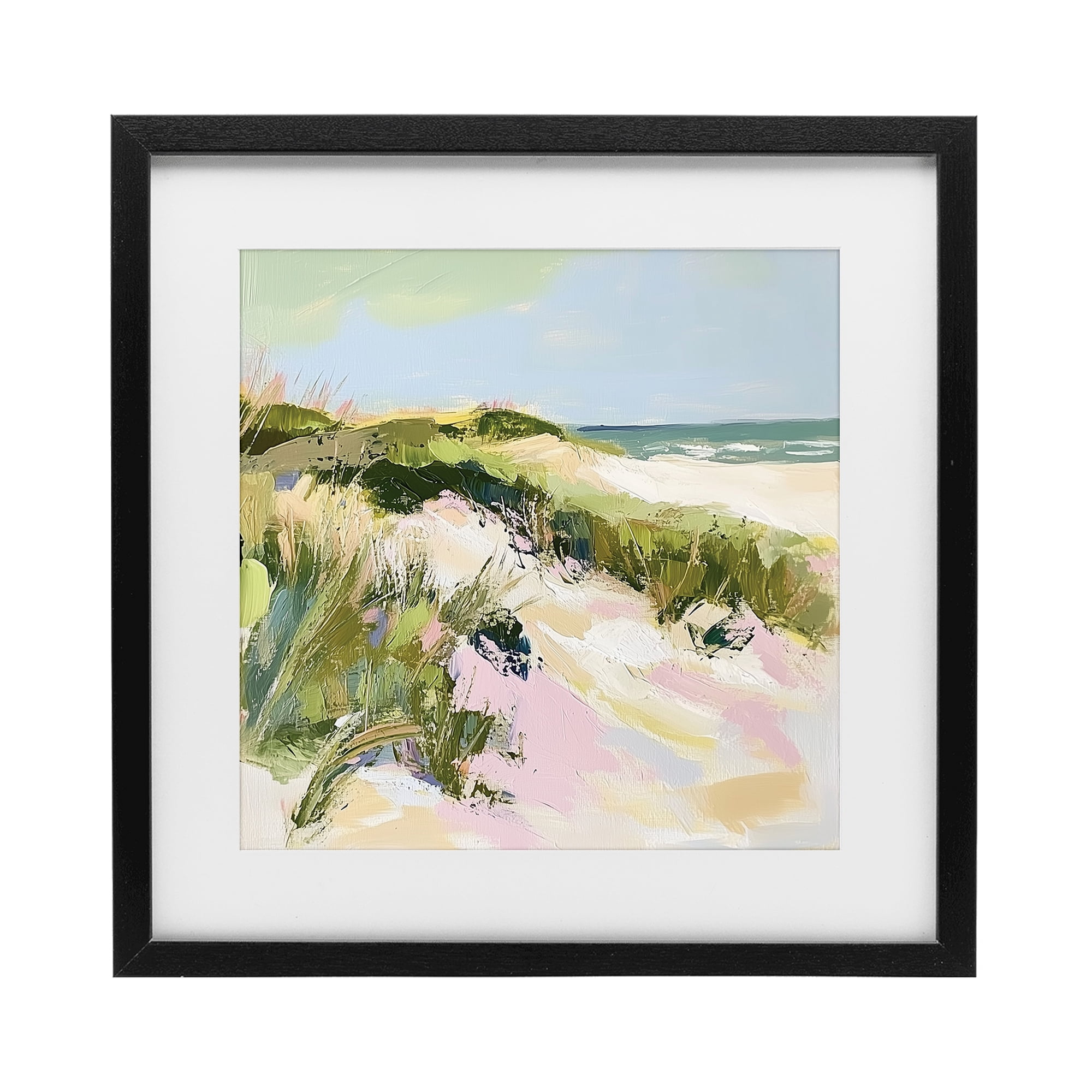 Stupell Industries Pastel Coastal Dunes at Sunrise Black Framed Print Under Glass, design by Heidi Kuntz