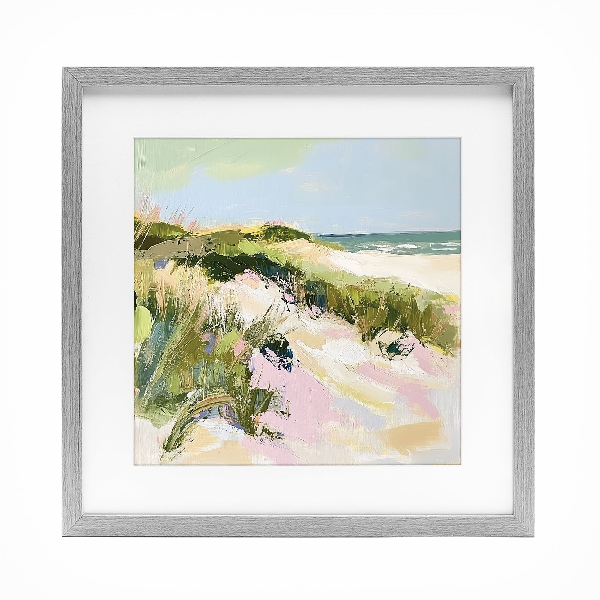 Stupell Industries Pastel Coastal Dunes at Sunrise Gray Framed Print Under Glass, design by Heidi Kuntz