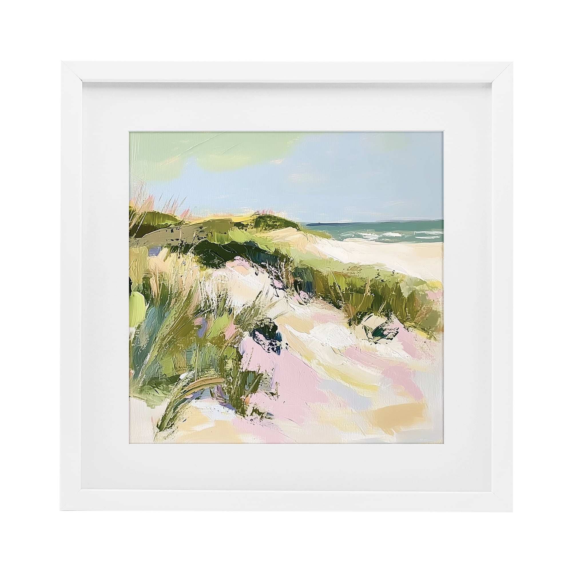 Stupell Industries Pastel Coastal Dunes at Sunrise White Framed Print Under Glass, design by Heidi Kuntz