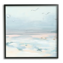 Stupell Industries Pastel Coastal Landscape Animals & Insects Painting Black Framed Art Print Wall Art, 12 x 12