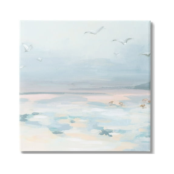 Stupell Industries Pastel Coastal Landscape Animals & Insects Painting Gallery Wrapped Canvas Art Print Wall Art, 24 x 24