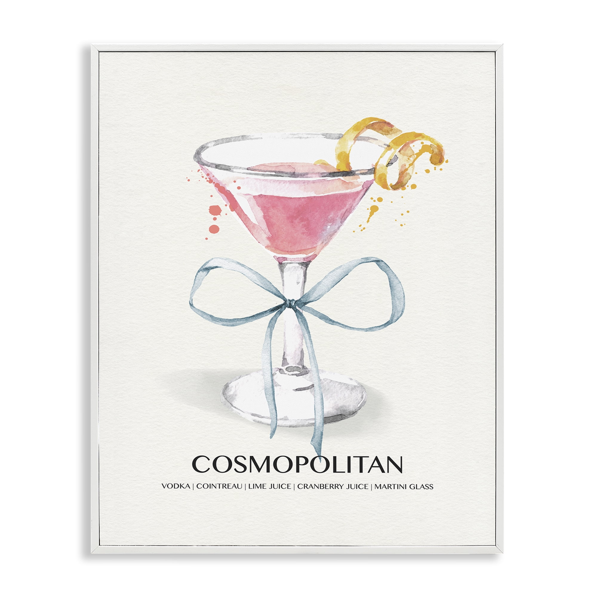 Stupell Industries Pastel Cocktail with Bow Food & Beverage Painting White Framed Art Print Wall Art, 16 x 20