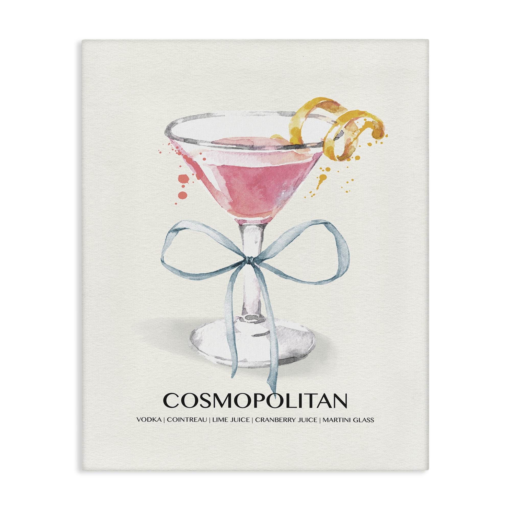 Stupell Industries Pastel Cocktail with Bow Food & Beverage Painting Wrapped Canvas Art Print Wall Art, 16 x 20