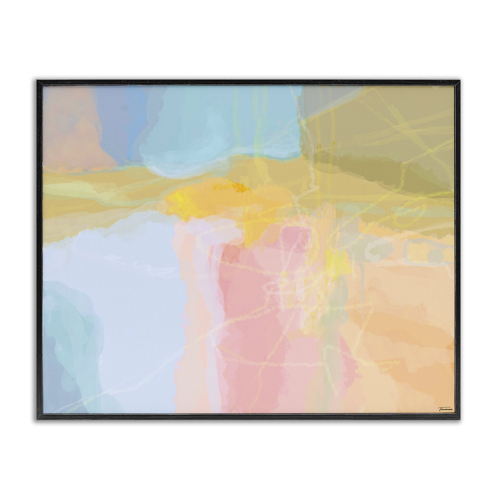 Stupell Industries Pastel Collaged Pattern Abstract Painting Black Framed Art Print Wall Art, 14 x 11