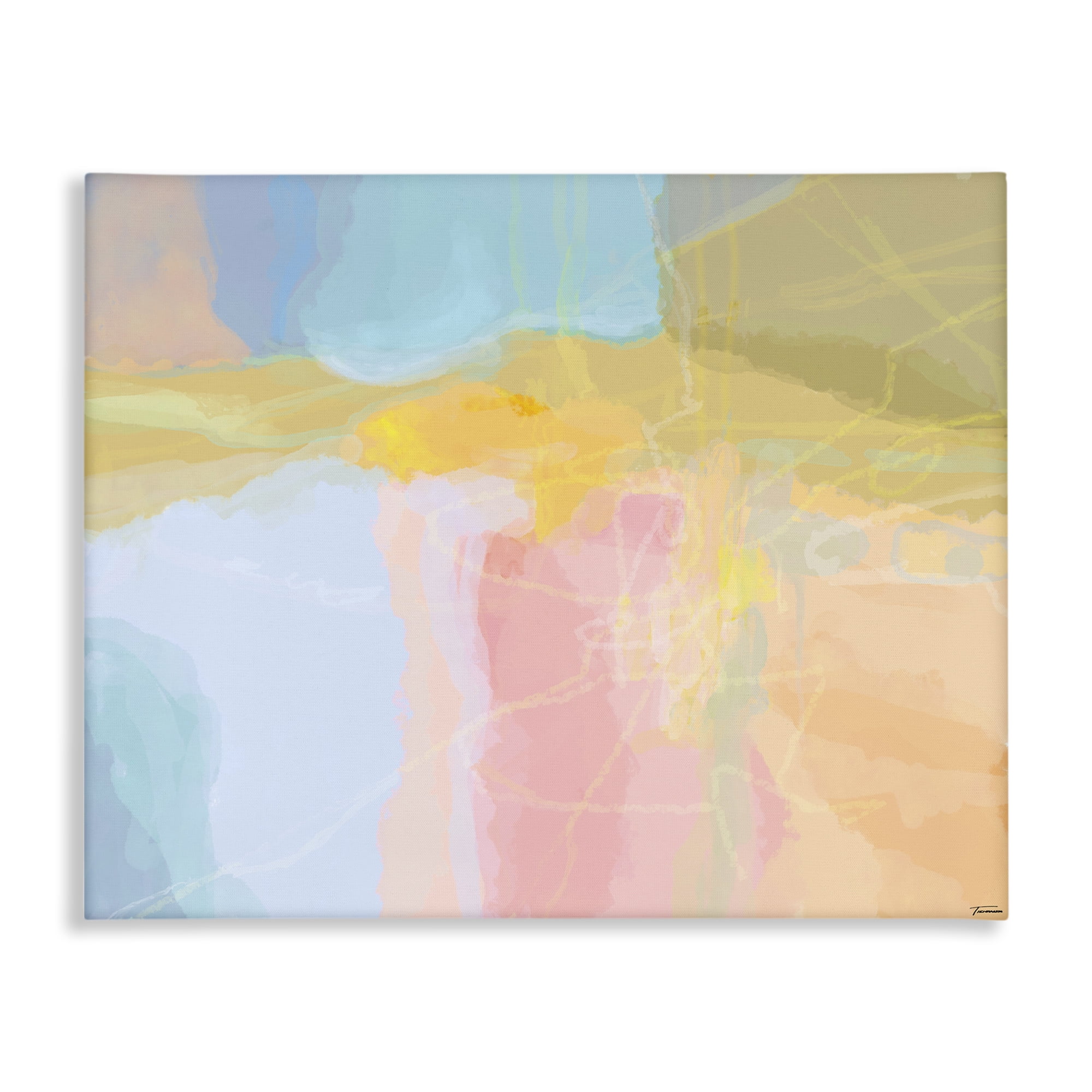 Stupell Industries Pastel Collaged Pattern Abstract Painting Gallery Wrapped Canvas Art Print Wall Art, 48 x 36