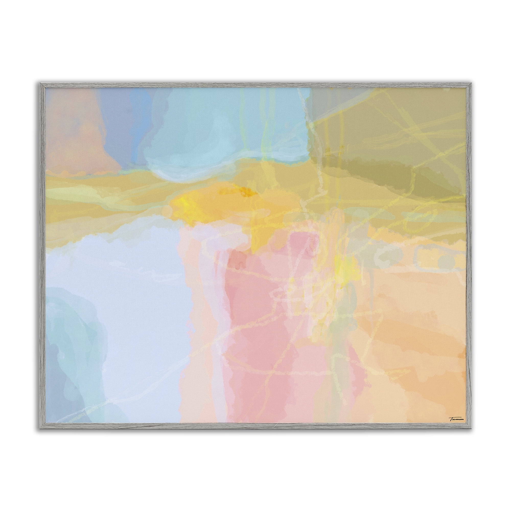 Stupell Industries Pastel Collaged Pattern Abstract Painting Gray Framed Art Print Wall Art, 30 x 24