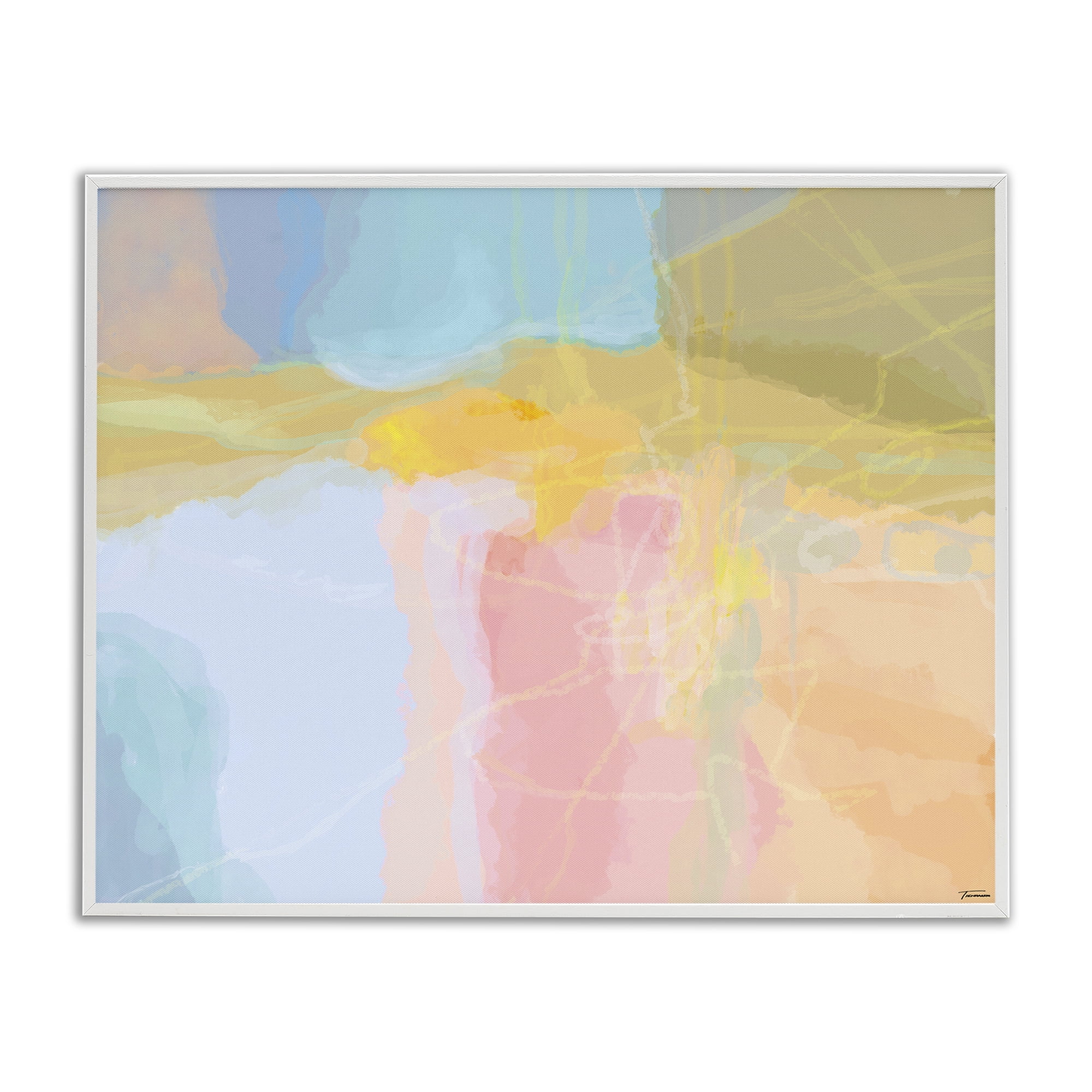 Stupell Industries Pastel Collaged Pattern Abstract Painting White Framed Art Print Wall Art, 14 x 11