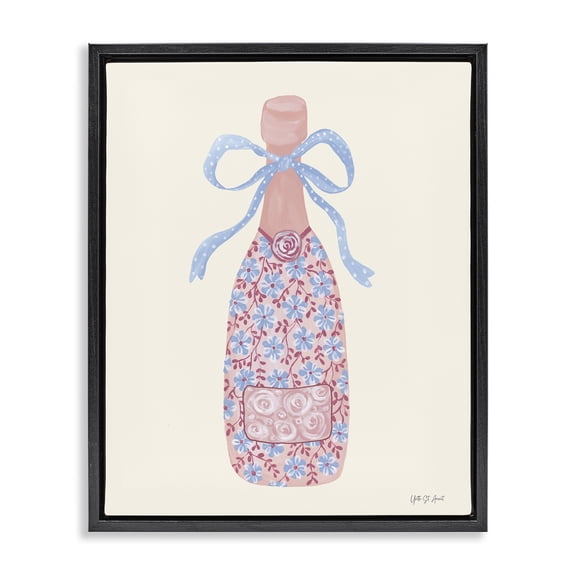 Stupell Industries Pastel Coquette Champagne Black Framed Floater Canvas Wall Art design by Yvette St. Amant, 21 x 17