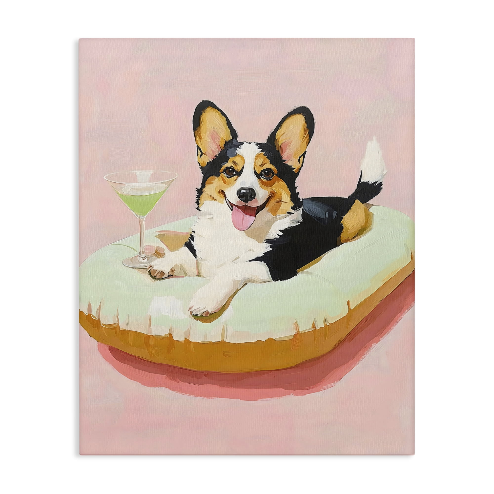 Stupell Industries Pastel Corgi with Cocktail Canvas Wall Art, design by The Prints Vibe