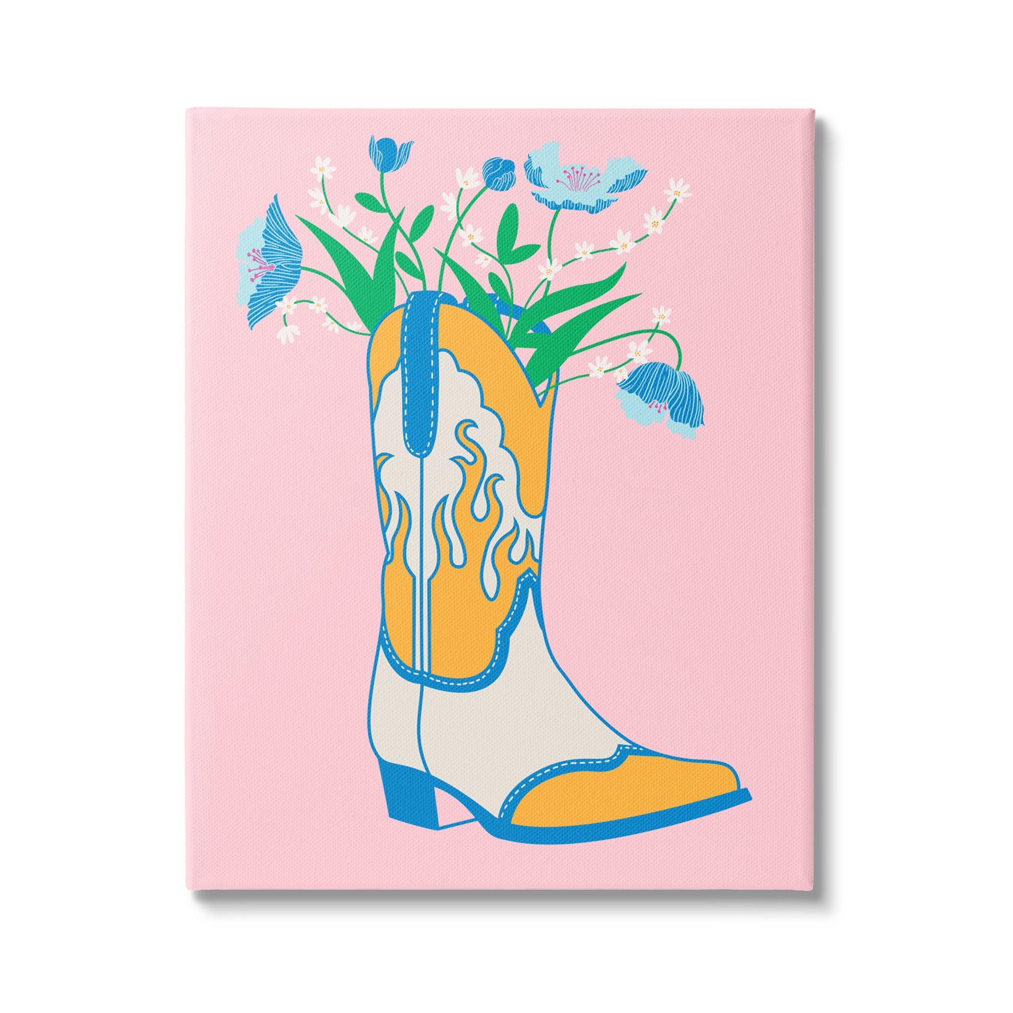 Stupell Industries Pastel Cowgirl Boot Botanical & Floral Painting Gallery Wrapped Canvas Art Print Wall Art, 16 x 20
