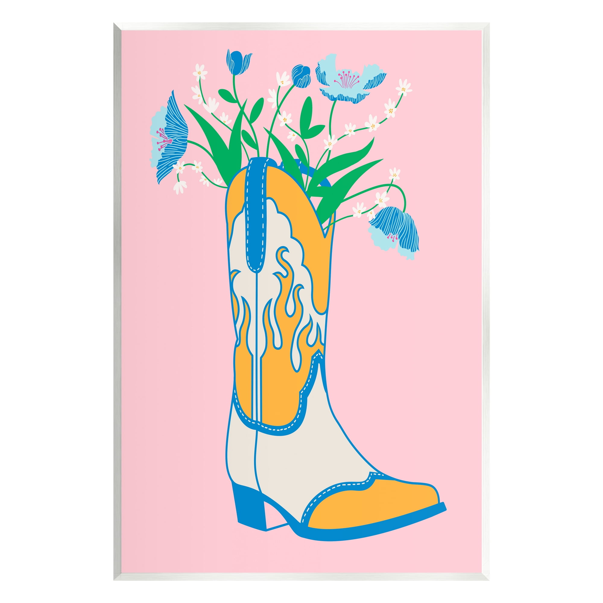 Stupell Industries Pastel Cowgirl Boot Botanical & Floral Painting Unframed Art Print Wall Art, 13 x 19