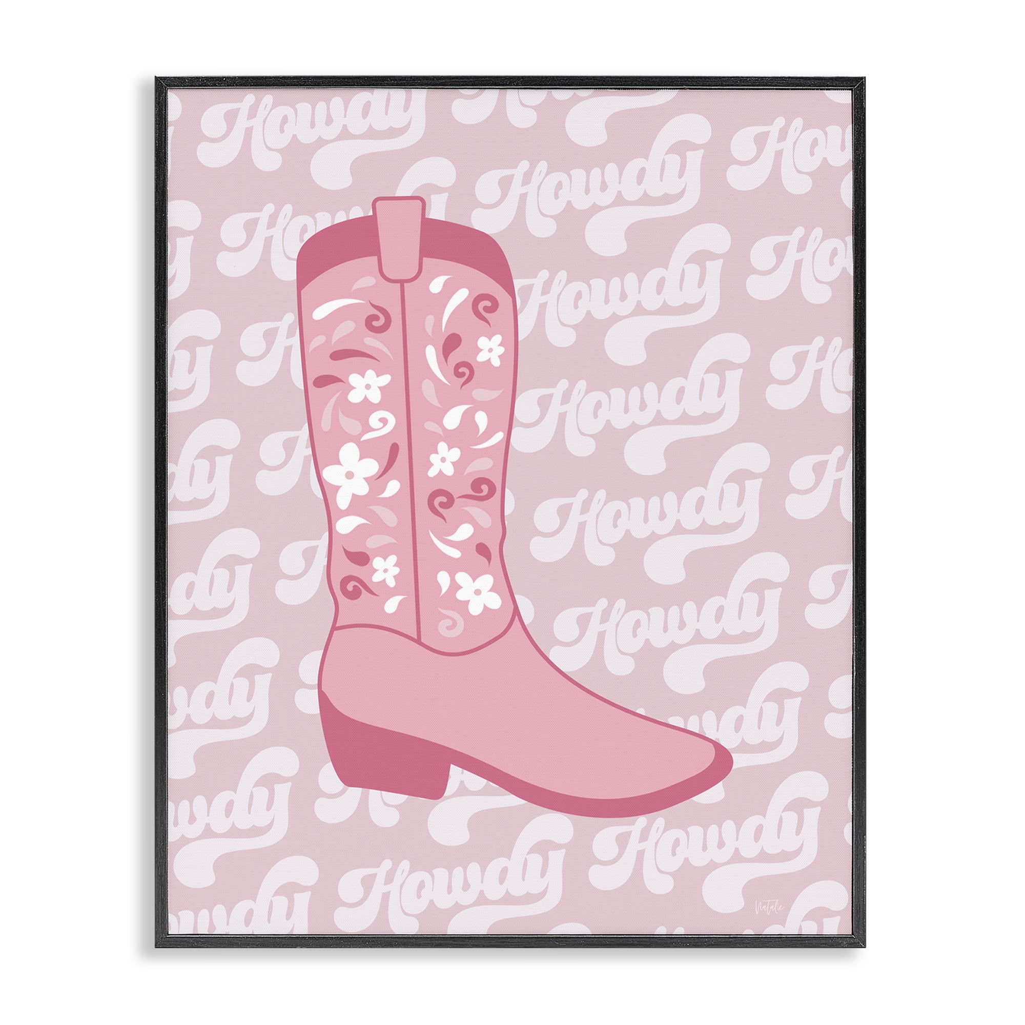 Stupell Industries Pastel Cowgirl Boot Howdy Entertainment Painting Black Framed Art Print Wall Art, 16 x 20