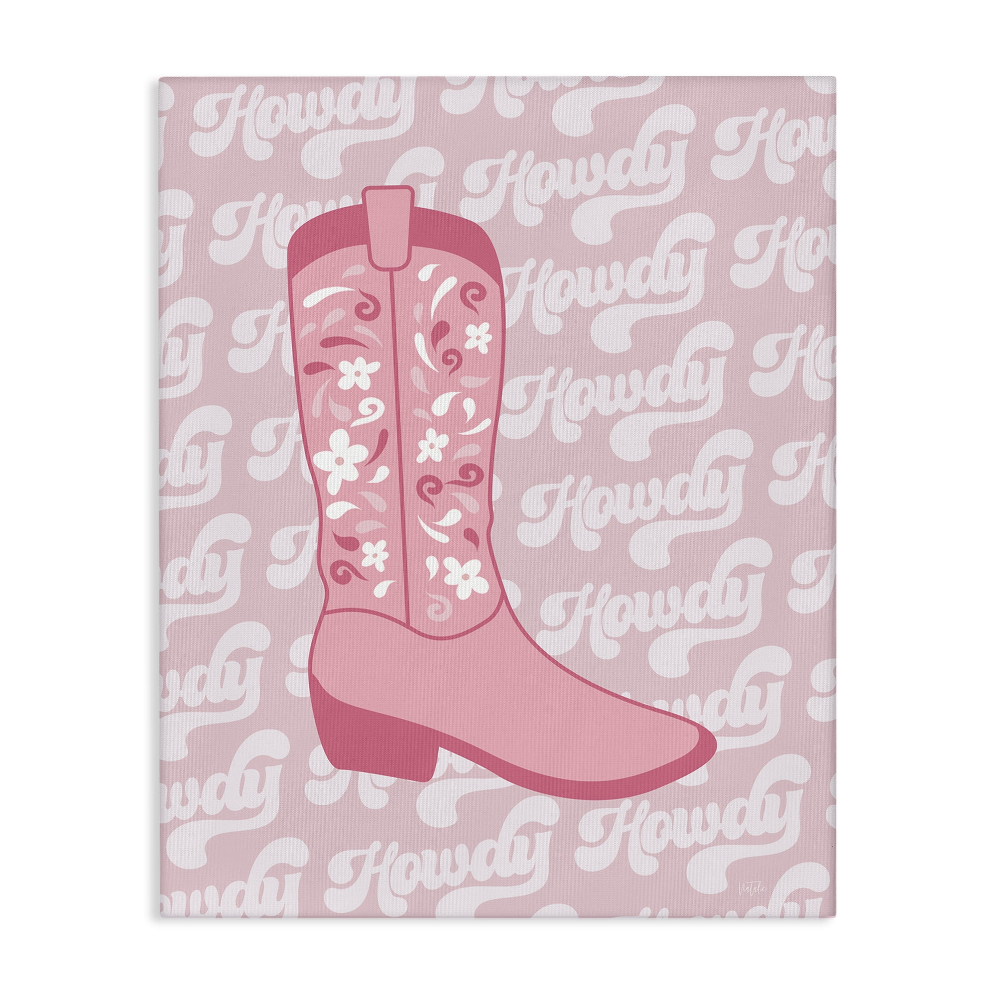 Stupell Industries Pastel Cowgirl Boot Howdy Entertainment Painting Wrapped Canvas Art Print Wall Art, 30 x 40