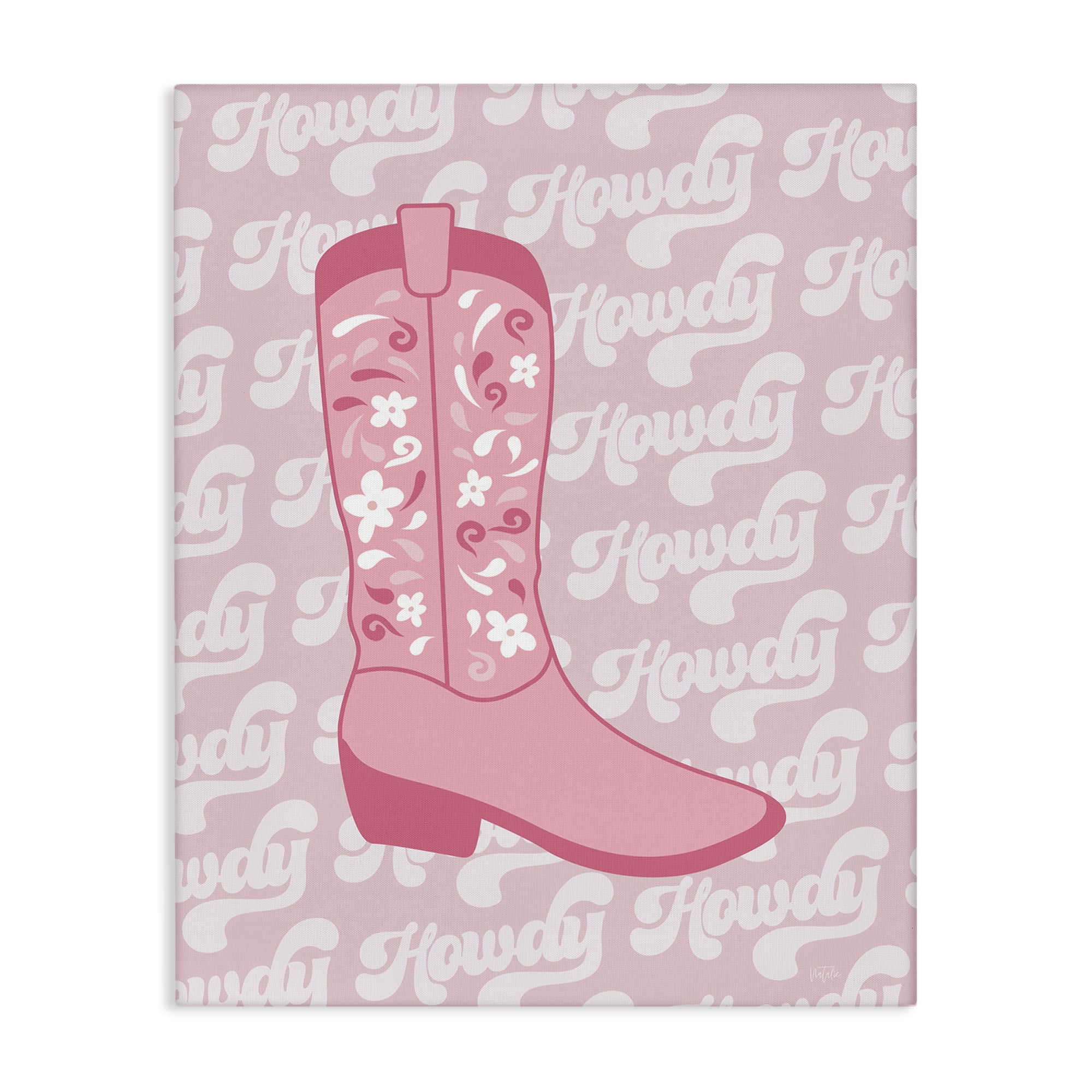 Stupell Industries Pastel Cowgirl Boot Howdy Entertainment Painting Wrapped Canvas Art Print Wall Art, 36 x 48