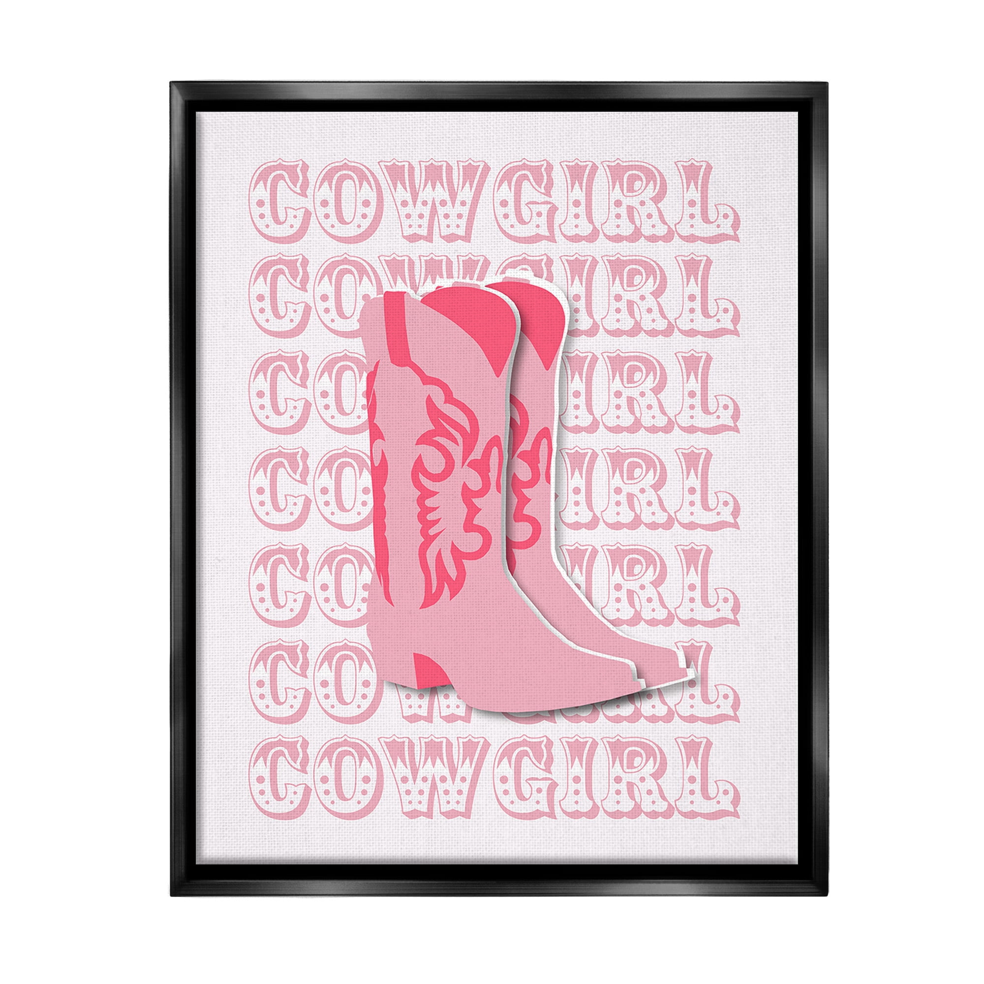 Stupell Industries Pastel Cowgirl Boots Beauty & Fashion Painting Black Floater Framed Canvas Art Print Wall Art, 17 x 21