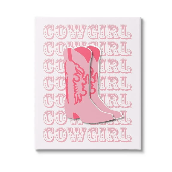 Stupell Industries Pastel Cowgirl Boots Beauty & Fashion Painting Gallery Wrapped Canvas Art Print Wall Art, 16 x 20