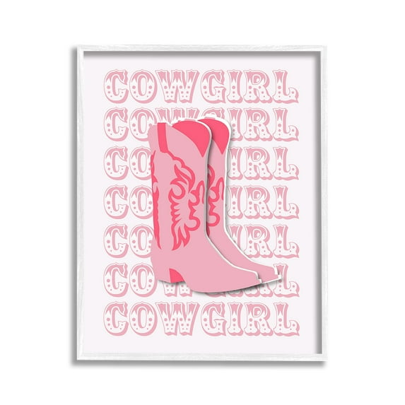 Stupell Industries Pastel Cowgirl Boots Beauty & Fashion Painting White Framed Art Print Wall Art, 11 x 14