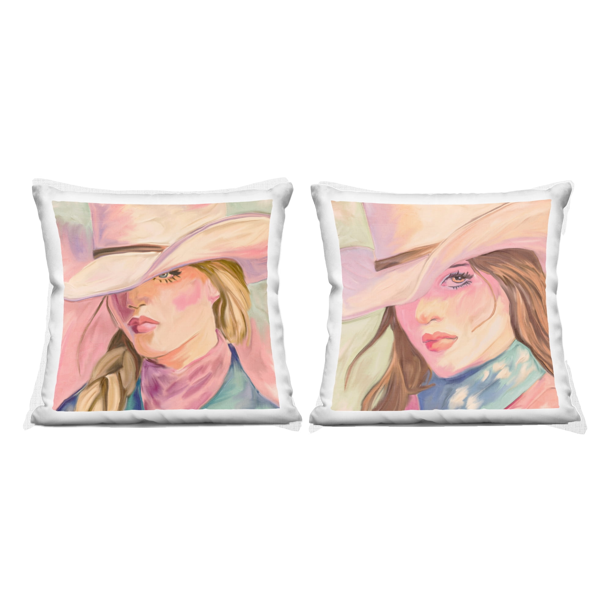 Stupell Industries Pastel Cowgirls Gazing 2 Piece Decorative Printed Throw Pillow Set, design by Kim Allen