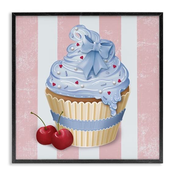 Stupell Industries Eclectic Pastel Cupcake & Cherries Black Framed Giclee Art, 17 x 17, by Lori Mosley
