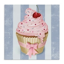 Stupell Industries Pastel Cupcake with Bow Canvas Wall Art design by Lori Mosley, 17 x 17