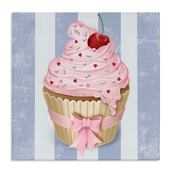 Stupell Industries Pastel Cupcake with Bow Canvas Wall Art design by Lori Mosley, 17 x 17