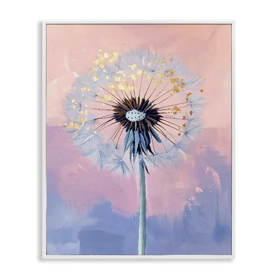 Stupell Industries Contemporary Pastel Dandelion with Gold Seeds White Framed Giclee Art, 24 x 30, by The Prints Vibe