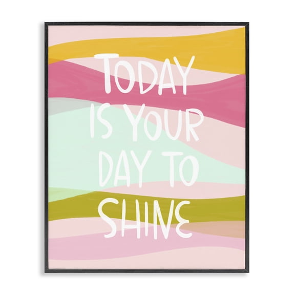 Stupell Industries Pastel Day To Shine Quotes and Sayings Painting Black Framed Art Print Wall Art, 11 x 14