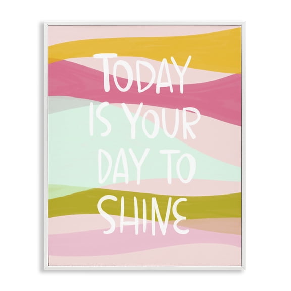 Stupell Industries Pastel Day To Shine Quotes and Sayings Painting White Framed Art Print Wall Art, 16 x 20