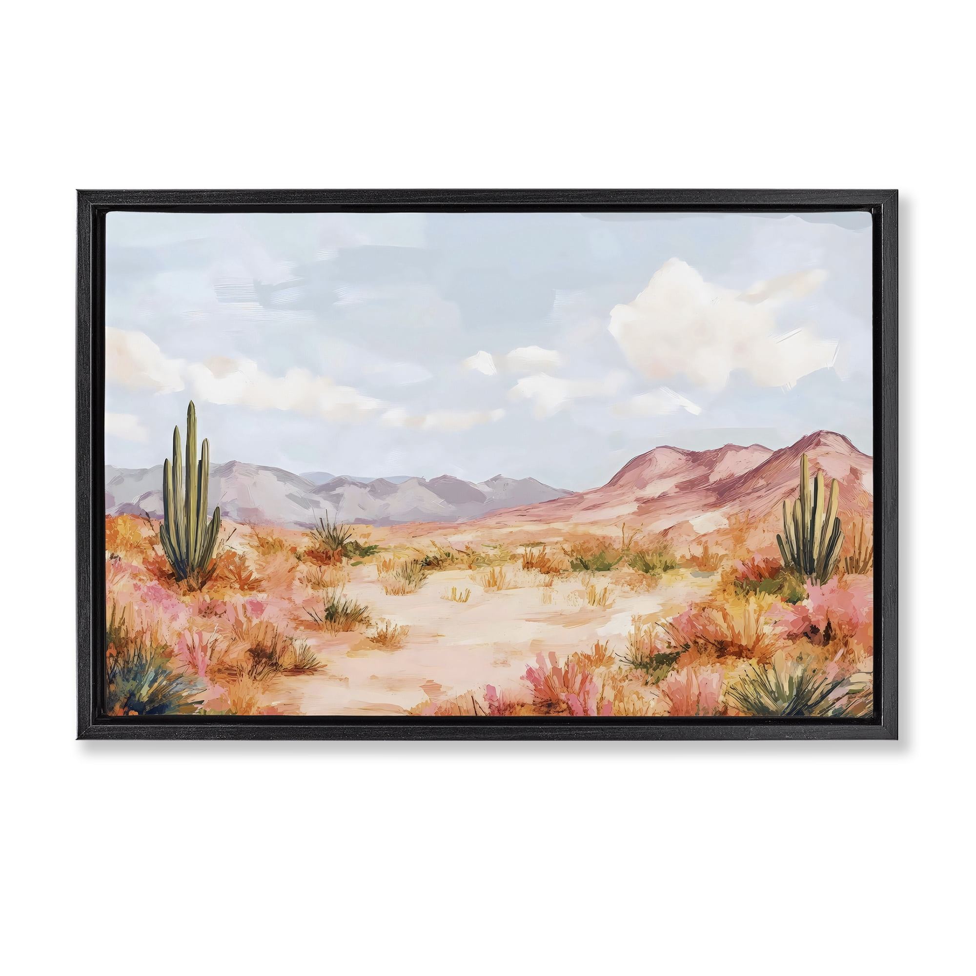 Stupell Industries Pastel Desert Dream Sunset Black Framed Floater Canvas Wall Art, design by Creative Studio