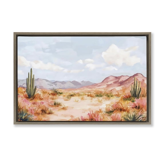 Stupell Industries Transitional Pastel Desert Dream Sunset Brown Floating Frame Canvas Art, 31 x 21, by Creative Studio