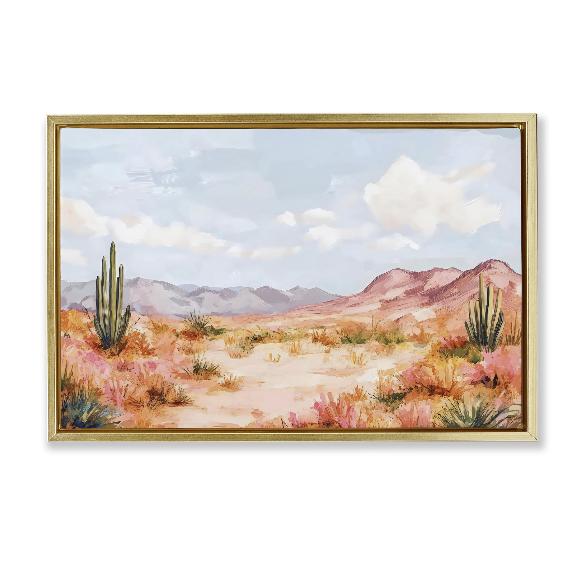 Stupell Industries Pastel Desert Dream Sunset Gold Framed Floater Canvas Wall Art, design by Creative Studio