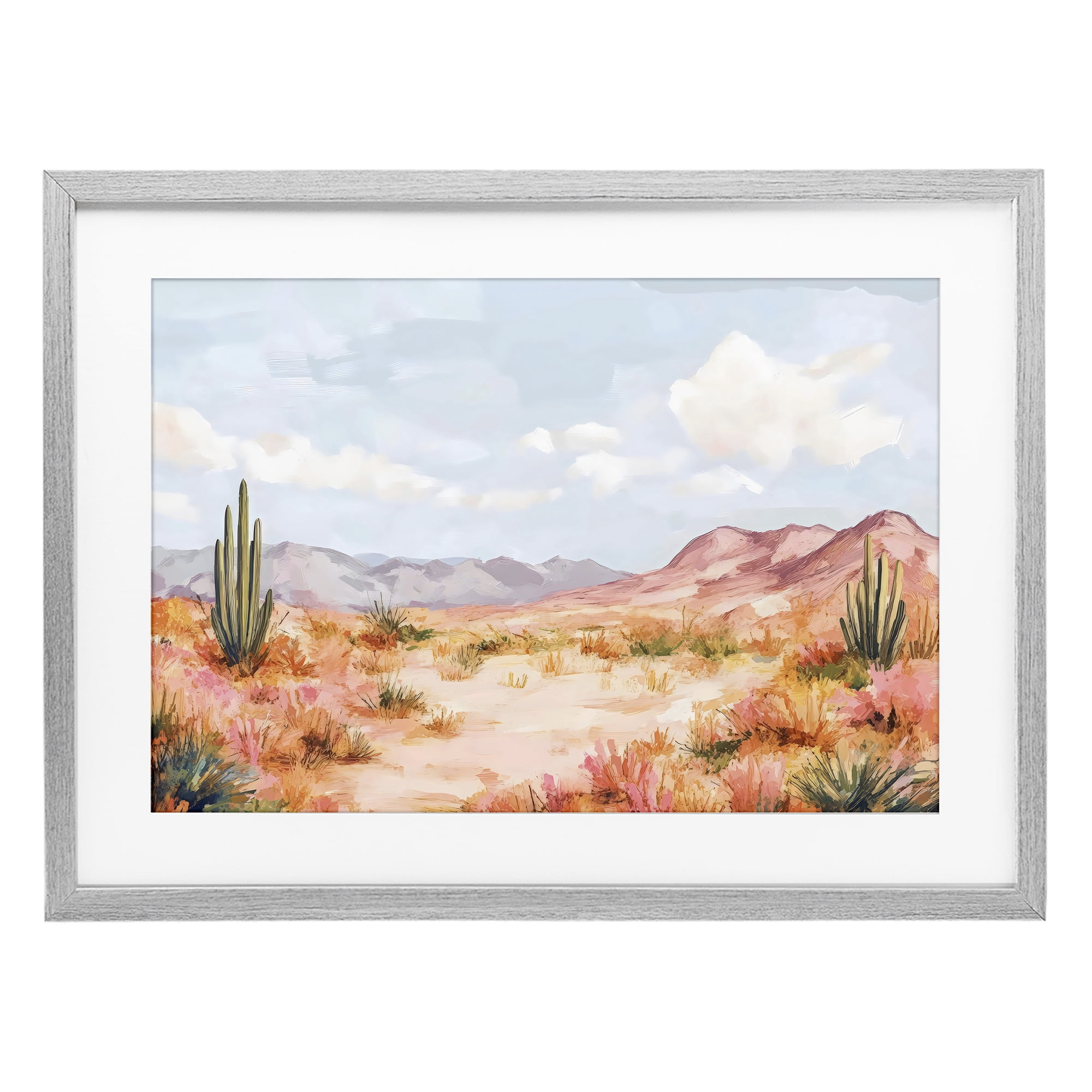 Stupell Industries Pastel Desert Dream Sunset Gray Framed Print Under Glass, design by Creative Studio