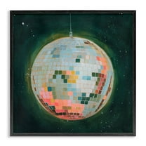 Stupell Industries Pastel Disco Ball Entertainment Painting Black Framed Art Print Wall Art, 12 x 12