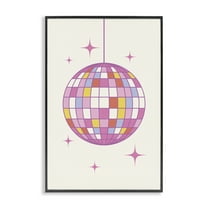 Stupell Industries Pastel Disco Ball Entertainment Painting Black Framed Art Print Wall Art, 12 x 18
