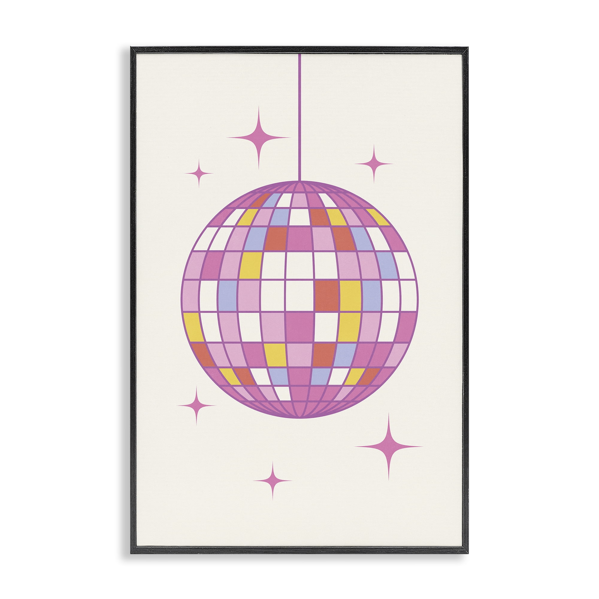 Stupell Industries Pastel Disco Ball Entertainment Painting Black Framed Art Print Wall Art, 20 x 30