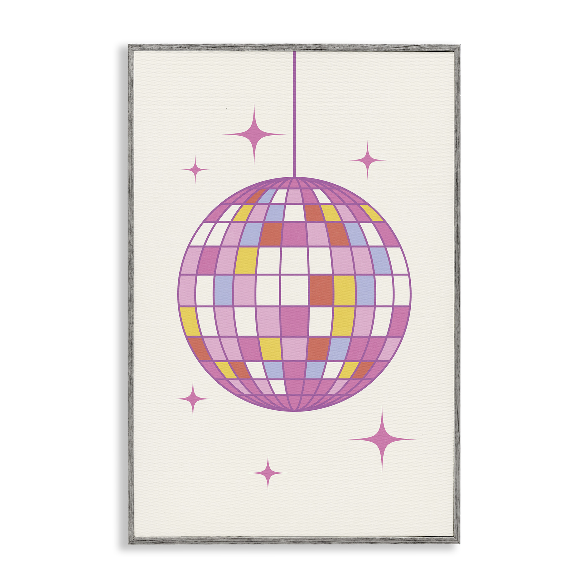 Stupell Industries Pastel Disco Ball Entertainment Painting Gray Framed Art Print Wall Art, 20 x 30