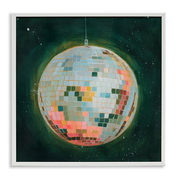 Stupell Industries Pastel Disco Ball Entertainment Painting White Framed Art Print Wall Art, 12 x 12