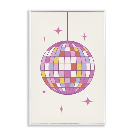 Stupell Industries Pastel Disco Ball Entertainment Painting White Framed Art Print Wall Art, 16 x 24
