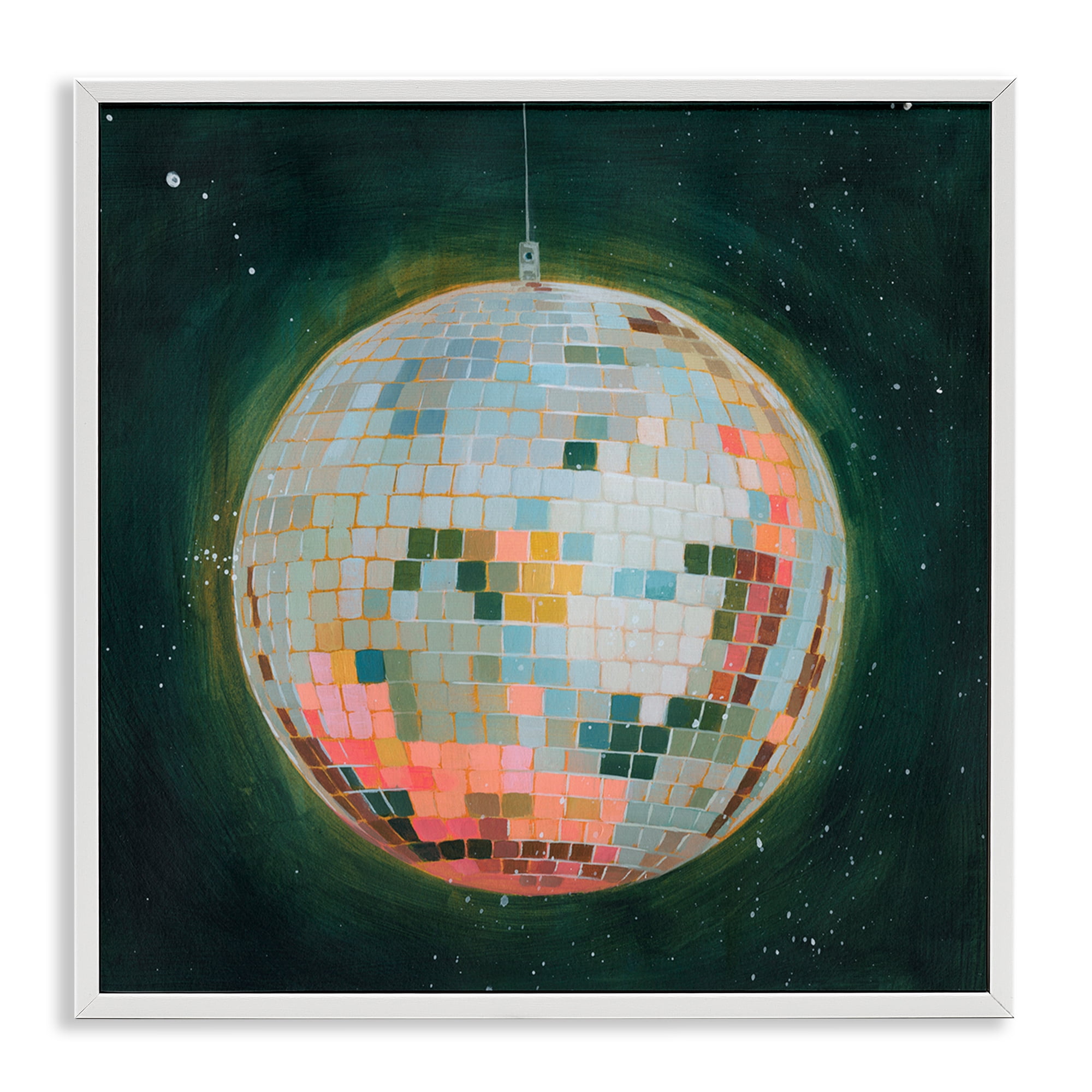 Stupell Industries Pastel Disco Ball Entertainment Painting White Framed Art Print Wall Art, 17 x 17