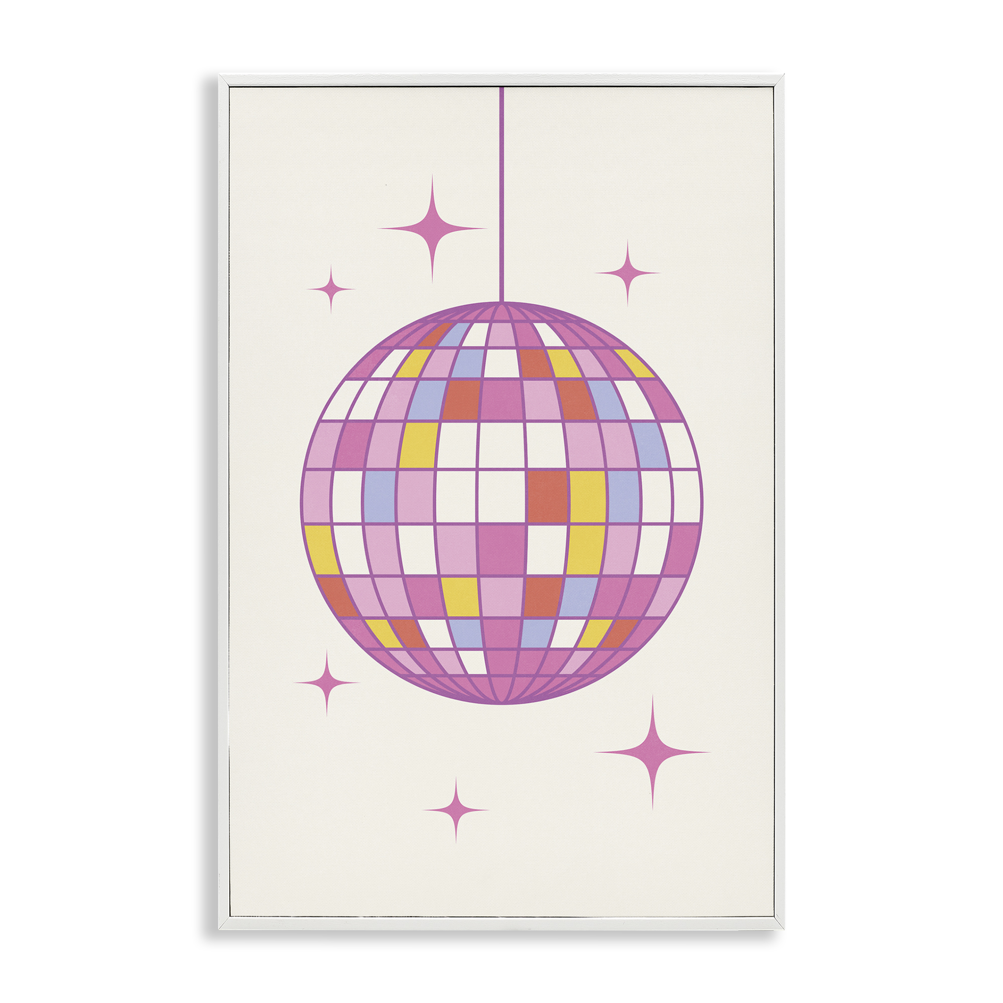 Stupell Industries Pastel Disco Ball Entertainment Painting White Framed Art Print Wall Art, 20 x 30