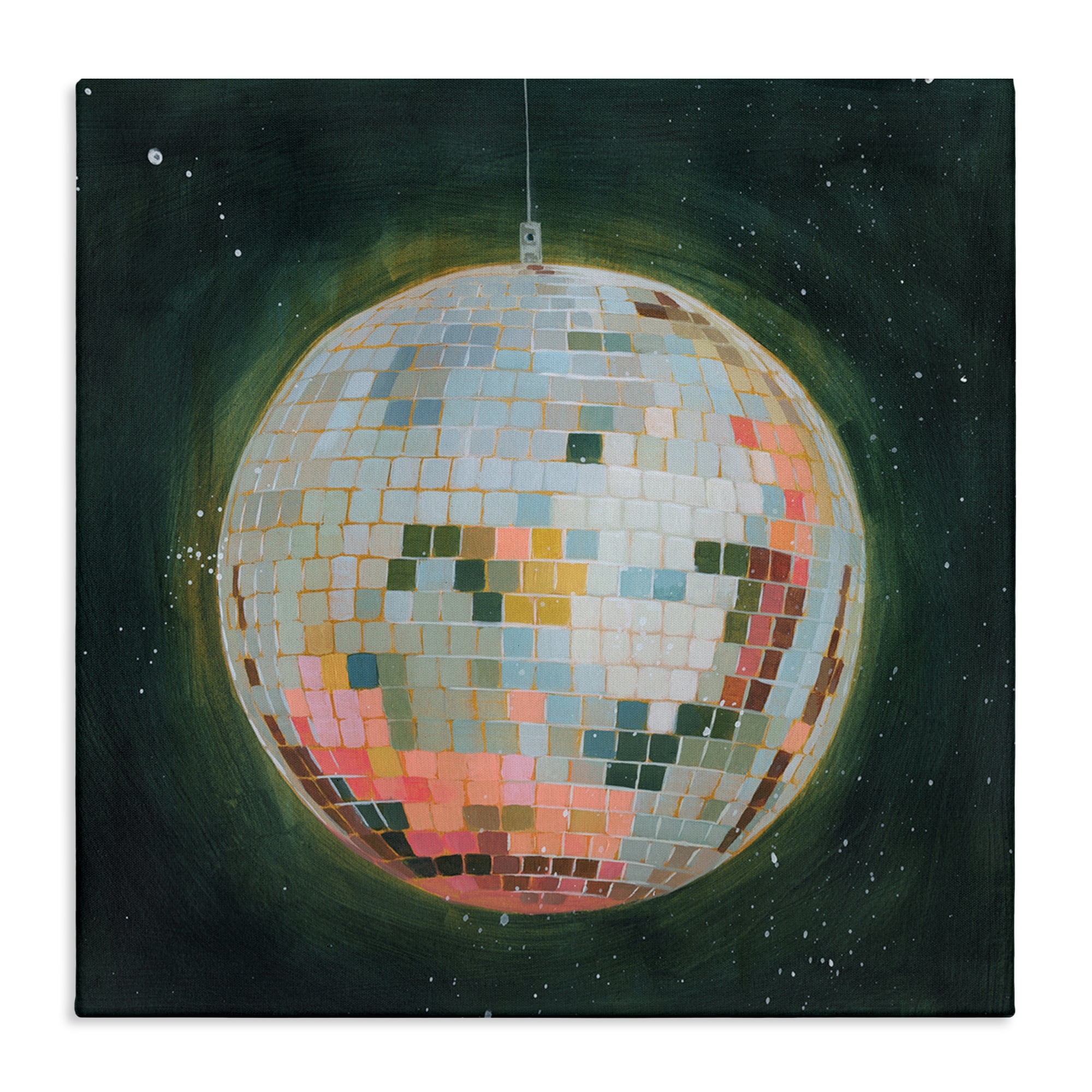 Stupell Industries Pastel Disco Ball Entertainment Painting Wrapped Canvas Art Print Wall Art, 17 x 17